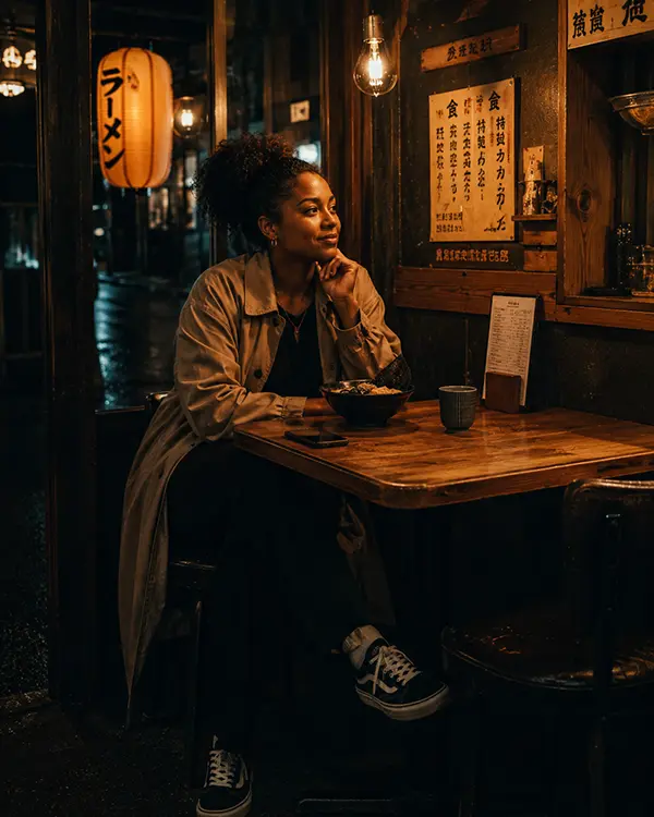 a woman sitting alone wanting to meet new people