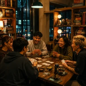 People playing board games at a ramen crew meetup