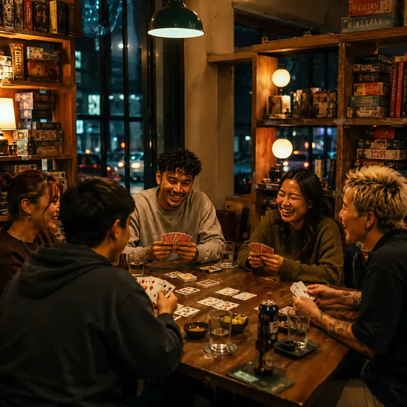 People playing board games at a ramen crew meetup